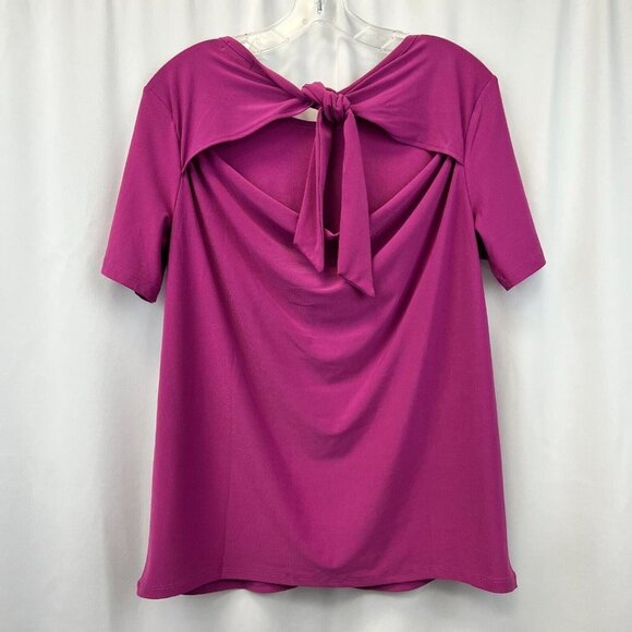 Halogen Womens Passion Short Sleeve Round Neck Tie Back Blouse Top Size Medium - Picture 2 of 10